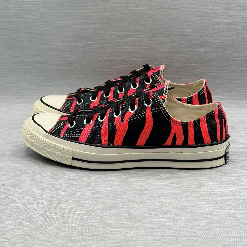 Converse Chuck 70 Men's 10 Black Zebra Print Low Top Sneakers Red A04516C